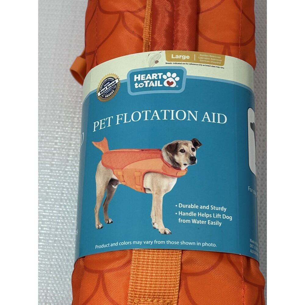 New Orange Fish Dog Life Jacket Goldfish Sz Large 70-110 Ibs Handle And Tail - Picture 7 of 12